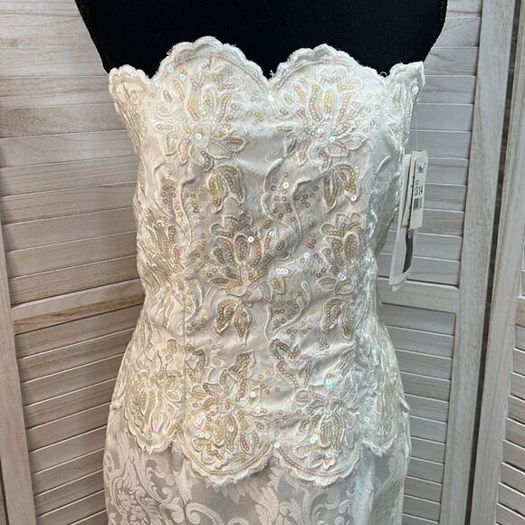 Jessica McClintock Gunne Sax Vintage 80s Strapless Prom Dress 13/14 - Picture 2 of 12